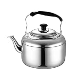 LWL Edelstahlkessel-Kessel-Kochplatten-Tee-Tee für Herd-Top-groß mit Anti-Branding-Griff Geeigneter Induktionskocher Pfeife Kitchenaid-Gas (Farbe : Silver, Größe : 7L)