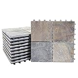 Mendler Steinfliese HWC-E18, Bodenfliese Steckfliese Balkon/Terrasse Naturstein, 11x je 30x30cm = 1m² - Granit b