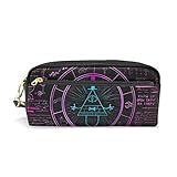 BENNIGIRY Bill Cipher Rad Zodiac Bleistift Fall tragbar Pen Tasche Student Schreibwaren Pouch PU Leder Groß Kapazität Reißverschluss Make-up Kosmetik