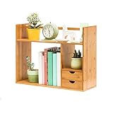 DONDOW Bücherregal Bücherregal - Kleines Bücherregal mit Schubladen Holzregale Studenten Kleiner Desktop Storage Shelf Study Schlafzimmer Einfache Moderne Regale buchen Fälle Holzspeicherung