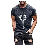 T-Shirt Sommer Herren T-Shirt Kurzarm Straßenmode Druck T-Shirt Herren Vintage T-Shirt Herren Strane T-Shirt Herren Lreiter Kragen T-Shirt Herren Bunt, Weiß, XXXXXL