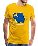 Spreadshirt Die Sendung Mit Der Maus Kleiner Elefant Lächelt Männer Premium T-Shirt, M, Sonnengelb