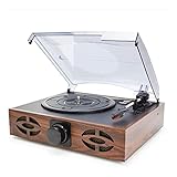 ASDNN Music Box Plattenspieler-Plattenspieler mit Lautsprechern Vinyl-Aufnahme LP Bluetooth USB TF-Karte FM-Radio Aux-Eingang Cinch-Line-Out-Kopfhörerbuchse für Unterhaltung zu Hause Dek