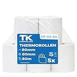 5 Stk. Premium Thermorollen 80mm x 80mm x 12mm – Thermopapier Bonrollen (80 80 12) - zertifiziert für Kassen-Drucker wie Epson, IBM, Metap
