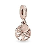 Pandora Funkelnder Stammbaum Charm-Anhänger mit Cubic Zirkonia in 14 Karat rosévergoldete Metalllegierung aus der Pandora Moments C