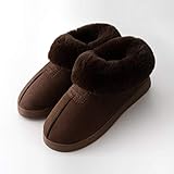 XJJ Damen Baumwollpantoffeln,Faux Pelz Winter Warm EIS Frauen Männer Baumwolle Hausschuhe Indoor Hausschuhe Weiche Plüsch Anti-Rutsch-Liebhaber Home Floor Slipper Kaffee Baumwolle Folien, 40,41