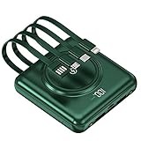ZJYWAN Mini Qi Wireless Power Bank 10000mAH mit Eingebauten Kabeln, Externer Akku, 3 Eingängen 6 AusgängenTragbares Ladegerät Akku Externer für iOS und andere Smartp