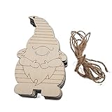 Betos Weihnachtsbaum-Anhänger-Set, hölzerner Zwerg zum Aufhängen mit Hanfseil, Weihnachtskugel-Ornamente, Bastelarbeiten, Weihnachtsdekoration (10 Stück/Set)