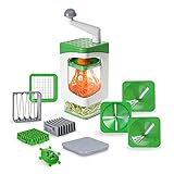 Genius Nicer Dicer Julietti Spiralschneider 13-tlg - Zoodle Maker + Würfelschneider in einem Set für Spiralen und Würfel | enthält 7 Schneideinsätze & Auffangbehälter 1200