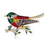 Defantia Frauen Brosche Mode Kleidung Accessoires Kreative Schmuck Geschenk Tier Pin Vogel Schwalbe Rot Grü