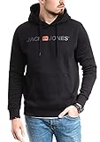 Jack and Jones Herren Hoodie (Kapuzenpulli Pullover Sweatshirt mit Kaputze) (Black, M, m)