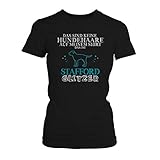 Fashionalarm Damen T-Shirt - Das sind Keine Hundehaare - Stafford Glitzer | Fun Shirt Spruch lustige Geschenk Idee Rasse Hunde Besitzer Frauchen, Farbe:schwarz;Größe:XXL