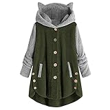 BAOBU Frauen Rosa Schöne Mit Bären Ohren Fleece Feste Hoodie Pullover Mädchen Langarm Casual Sweatshirts Damen Kapuzenpullover Lang Hoodie, Pullover Teddy-Fleece Winter Kapuzenp