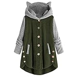 BAOBU Frauen Rosa Schöne Mit Bären Ohren Fleece Feste Hoodie Pullover Mädchen Langarm Casual Sweatshirts Damen Kapuzenpullover Lang Hoodie, Pullover Teddy-Fleece Winter Kapuzenp