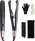 HaargläTter Und Lockenstab 2 In 1, Twistline Locken GläTteisen Keramik Tourmaline Welleneisen Hitzeschutz FüR Hair Straightener Lockeneisen (Schwarz)