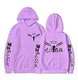 Kapuzenpullover Tokyo Anime Angel Hoodies Männer Sportswear Japanischer Manga Cosplay Trainingsanzug Kleidung 3D Langarm Sweatshirt Kordelzug Pullover, Lila, XS