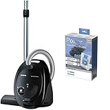 Siemens Bodenstaubsauger synchropower EEK B (mit Beutel, highPower-Motor, PowerProtect System, Hartbodendüse), 700 W, schwarz + Staubsaugerbeutel PowerProtect (Type G All, außer VS01)