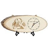 Personalisierbare Holz-Wanduhr Mit Foto, Holz Verbrannt, Schreibtisch-Foto-Uhr, Küche, Büro, Dekorative Uhren, Personalisierte Geschenke Für Pap