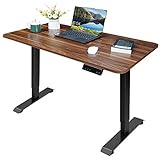 Homall Höhenverstellbarer Schreibtisch Elektrisch 110 cm Stufenlos Höhenverstellbarer Tisch mit 2-Fach-Tischplatte Ergonomischer Computertisch mit Memory Funktion (Braun, 110cm)