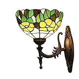 sgvag Antike Wandlampe aus Buntglas 8 Zoll Tiffany Style Wandleuchte Leuchte Vintage 1-Licht Wohnzimmer Schlafzimmer Flur Balkon Treppe Dekor Wandbeleuchtung (B)