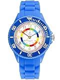 Alienwork Kids Lernuhr Kinderuhr Jungen Mädchen Blau Silikon-Armband Mehrfarbig Kinder-Uhr Wasserdicht 5 ATM Zeit L