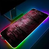 Tischunterlage Schreibtischunterlage Anime Brauner Hintergrund RGB Gaming-Mausmatte Große LED-Spieler-Computermatte Hintergrundbeleuchtung Tastatur Schreibtischunterlage 700 X 300 X 4