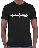 HARIZ Herren T-Shirt Wandern Herzschlag Bergwanderer Wandern Klettern Inkl. Geschenk Karte Schwarz 5XL