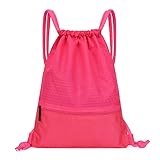 Reiserucksack mit Kordelzug für Herren Damen Kinder Gym Casual Daypack Kompakt Leicht Gym Yoga Tasche, rose, L