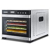 COSORI Dörrautomat, inkl. 6 Edelstahl-Dörrtabletts, Food Dehydrator mit 3 Dörrgitter, 3 Dörrmatte & 50 Rezepte, große Dörrfläche 0,6 m², 48 Std Zeitschaltuhr, Dörrgerät 650W, LED-Display (35°-75°C)