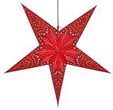 GURU SHOP Faltbarer Advents Leucht Papierstern, Weihnachtsstern 60 cm - Dadari Rot, Star Fensterdek