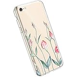 Ysimee Hülle kompatibel mit iPhone 6 Plus /6S Plus Handyhülle, Transparent Weiche Silikon Schutzhülle Muster Blumen Design [Crystal Klar] TPU Bumper Dünne Stoßfeste Protective Hülle, Blume -7