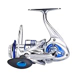 Diwa Spinning Angelrollen für Salzwasser Süßwasser 3000 4000 5000 6000 7000 Spulen Ultra Smooth Ultraleicht Leistungsstarke Forellen Bass Carp Edelstahl Kugellager Metallkörper Eisfischerrollen (5000)