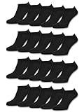 10 | 20 | 30 Paar Sneaker Socken Damen & Herren Schwarz & Weiß Baumwolle (39-42, 20 Paar | Schwarz)