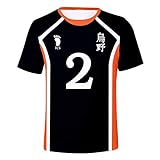 YZJYB 3D Druck Haikyuu!! T-Shirt Sugawara Koushi Rollenspiele Kurze Ärmel für Männer und Frauen Sommer Karikatur Karasuno High Volleyball Uniform,Larg