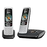 Gigaset C630A Duo – Premium schnurloses Heimtelefon mit Anrufbeantworter und störender Anrufsperre – 2 Hörer, Silber/schw