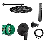 vanvilla Duschset mit Unterputz Armatur Hansgrohe Einhebelmischer und vanvilla Regenduschkopf eckig, Dusch-SET HGS10 schwarz matt b