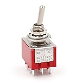 Heschen Miniatur-Kippschalter MTS-303 ON-OFF-ON 3PDT 9-polig, 2 A, 250 V, 6 A, 125 V, UR-gelistet, 2 Stück