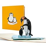 Abschiedskarte zum Mutterschutz für die Kollegin | 3D Pop Up Karte Babypause, Abschied in die Elternzeit, Motiv Pinguine | Glückwunschkarte Geburt, C25AMZ