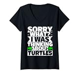Damen Turtle Lover - Lustige Seaturtle Tut mir leid, WAS an Tur denken T-Shirt mit V