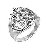 GXL&YZQ Ringe Für Mann Sieben Chakren Yoga Gothic Edelstahl Paar Cool Retro Handgefertigt Verhindert Allergie Halloween Schmuck Geburtstagsgeschenk Punk,Silber,7