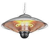 IW.HLMF 2200W Terrassenheizer für den Außenbereich, elektrische Infrarot-Hängeschirmheizung 2 Leistungsstufen Leise Heizung für Außen- /Innenbalk