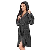 DecoKing Bademantel XS - XXXL kurz Damen Herren Unisex mit Kapuze Morgenmantel Mikrofaser weich leicht kuschelig Microfaser Fleece Robby, 3XL, Grap