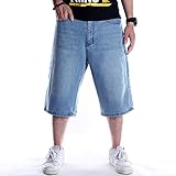 Astemdhj Jeans Herren Hosen Kurze Jeans Herren Hose Herren Gerade Plus Größe 46 Loose Board Shorts Vintage Hip Hop Streetwear Denim Shorts Hellblau 36 B