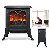 LZQ Elektro Kamin Elektrischer Kaminofen mit Heizung Flammeneffekt Heizer Standkamin Elektrok