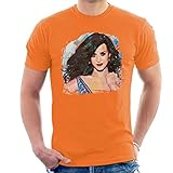 VINTRO Herren T-Shirt Katy Perry Long Hair Original Portrait by Sidney Maurer professionell Bedruckt Gr. Small, Orang