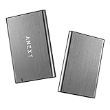 ANEXT USB 3.1 Gen2 Festplattengehäuse, tragbares schwarzes Aluminium-SSD-Gehäuse für 6,35 cm (2,5 Zoll) 7 mm 9,5 mm SATA HDD SSD, Max 4 TB, werkzeugfreies Design (grau) – Anext-Serie (C-C-Kabel)