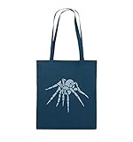 Comedy Bags - SPINNE - Comic - Jutebeutel - Lange Henkel - 38x42cm - Farbe: Navy/Eisb