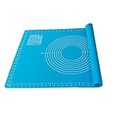 Mtskaeo 1.5mm Dicke 65x45cm Groß Backmatte Silikon Doppelte Dicke Silikonmatte Baking Mat rutschfeste Antihaftbeschichtete Backunterlage Teigmatte Ausrollmatte für Fondant Gebäck Pizza Matte(Blau)