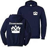 Textildruck Universum Hoodie Zimmermann Zunftwappen 3' S bis 5XL (2XL, Dunkelblau)