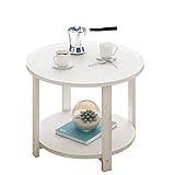 SHYPwM Sofa Beistelltisch Couchtisch Runde kleinen runden Tisch Moderne Tabellen-Ecken-Handy Tabelle 50X50X43cm (Color : White)